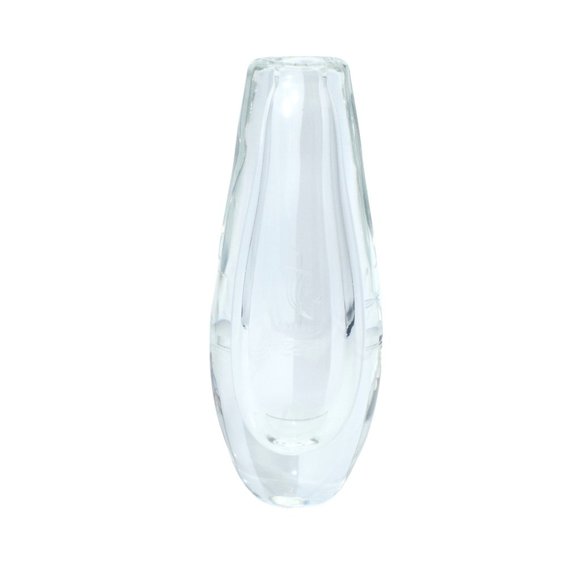 Mid-Century Scandinavian Art Glass Vase with Etched Ship - Picture 5 of 9